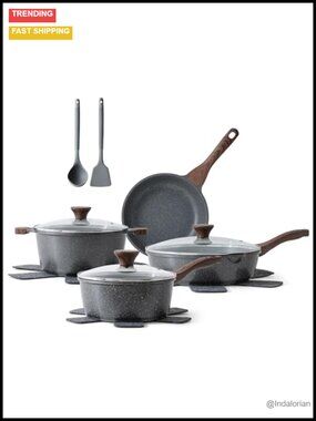 13-Piece Nonstick Cookware Set Pots Pans Induction Compatible